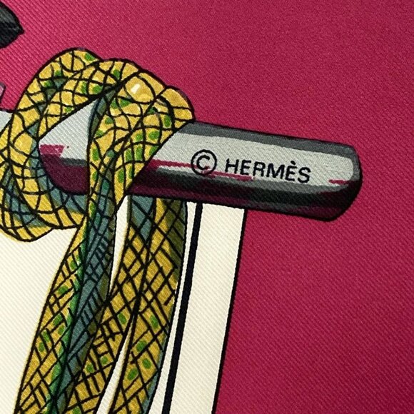HERMES Carre 90 - White Bordeaux Multi Scarf 178-071725 - Picture 4 of 6
